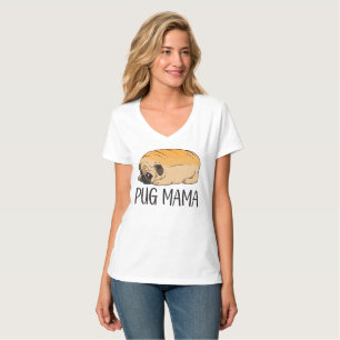 Cute Pug Mum Gift Cartoon Puppy Dog Lover Mama T-Shirt