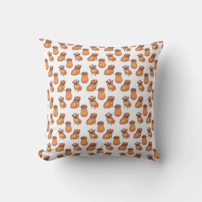 Cute Pug Pattern Cushion (Front)