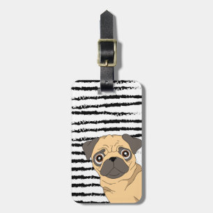 Cute Pug pattern design Monogram Luggage Tag