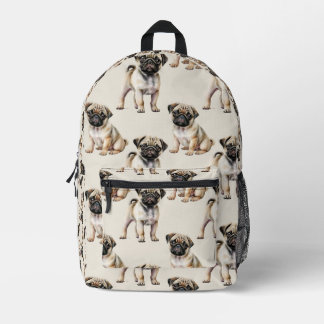 Cute Pug Pattern Printed Backpack