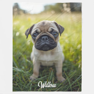 Cute Pug Personalised Fleece Blanket
