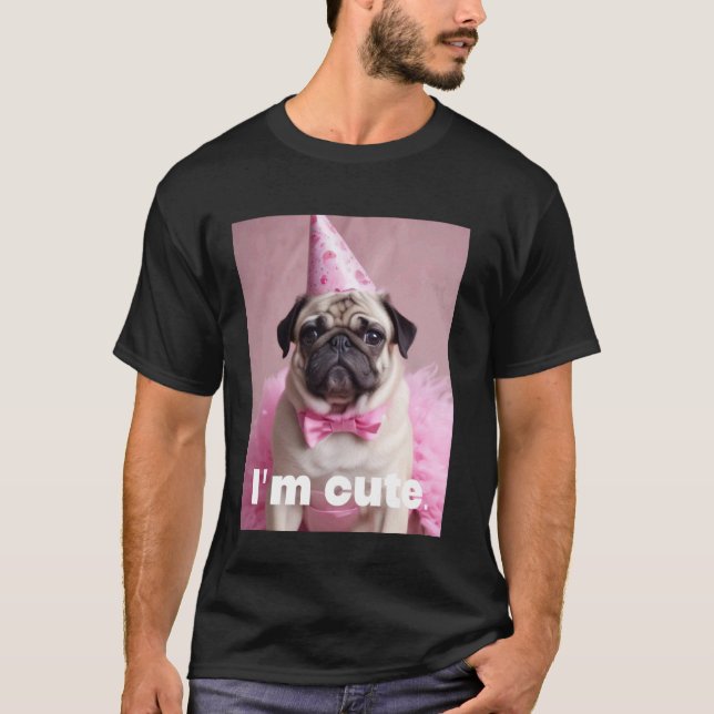 Cute Pug Pink T-Shirt (Front)