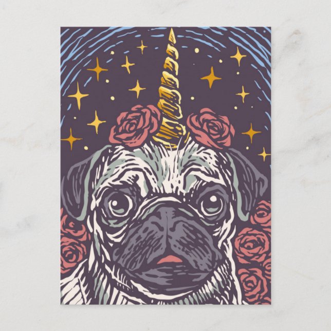 Cute Pug Postcard (Front)