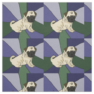 Cute Pug Puppy Dog Abstract Art Fabric