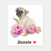 Cute Pug Puppy Dog Pink Floral (Sheet)