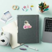 Cute Pug Puppy Dog Pink Floral (iPad Cover)
