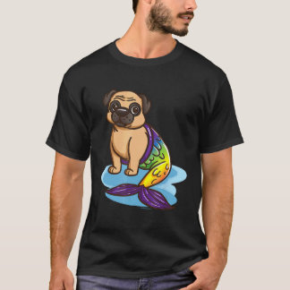 Cute Pug Puppy Mermaid Dog Lover Gift Girls Women T-Shirt
