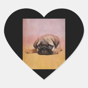 Cute Pug Puppy Pug Dog Lovers Gift Heart Sticker