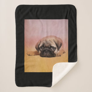 Cute Pug Puppy   Pug Dog Lovers Gift Sherpa Blanket