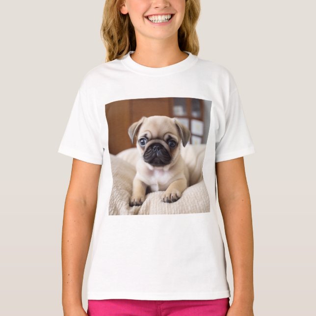 Cute Pug Puppy T Shirt - Cute Animal Shirts (Front)