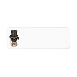 Cute Pug Puppy with Monocle and Top Hat