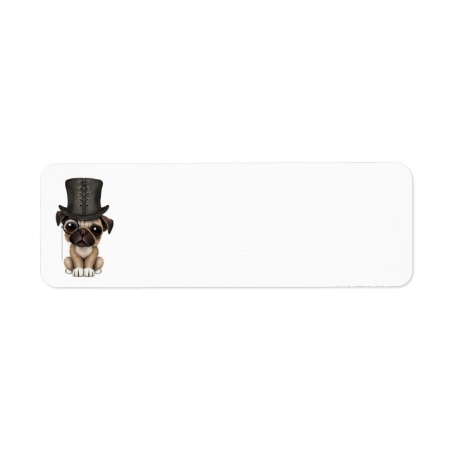 Cute Pug Puppy with Monocle and Top Hat (Front)