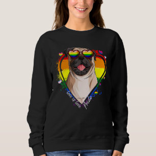 Cute Pug Rainbow Heart Gay Pride Lgbt  Dog Sweatshirt