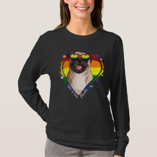 Cute Pug Rainbow Heart Gay Pride Lgbt Dog T-Shirt