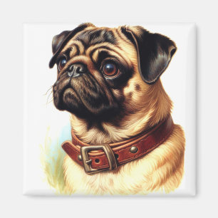 Cute Pug Retro Painting Magnet