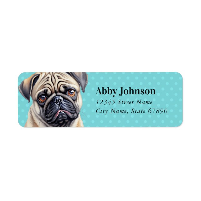 Cute Pug Return Address Labels (Front)
