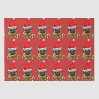 Cute Pug Santa Hat Christmas Tissue Paper