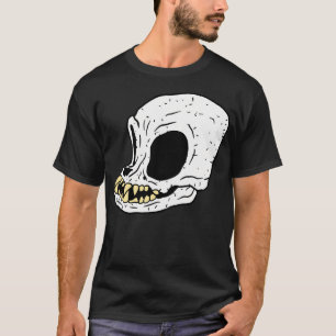 Cute Pug Skull Inbred Dog Face. Black And White. T-Shirt