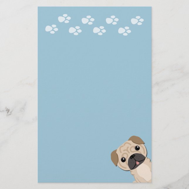 Cute pug stationary stationery (Front)