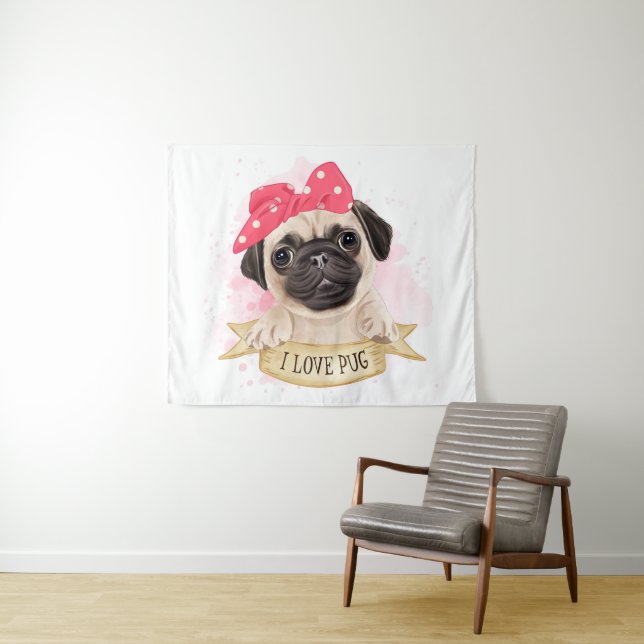 Cute Pug Tapestry (In Situ (Horizontal))