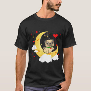 Cute Pug The Moon Valentine’s Day Pug Dog Lover T-Shirt
