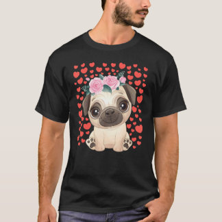 Cute Pug Valentine S Day Red Heart S Dogs T-Shirt
