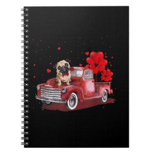 Cute Pug Valentines Heart Love Notebook