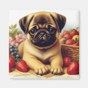 Cute Pug Vintage Painting Magnet