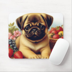 Cute Pug Vintage Painting Mouse Pad