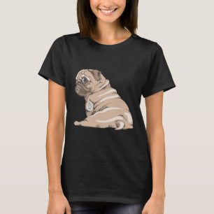 Cute Pug With Glucose Monitor Meter diabetess Awar T-Shirt