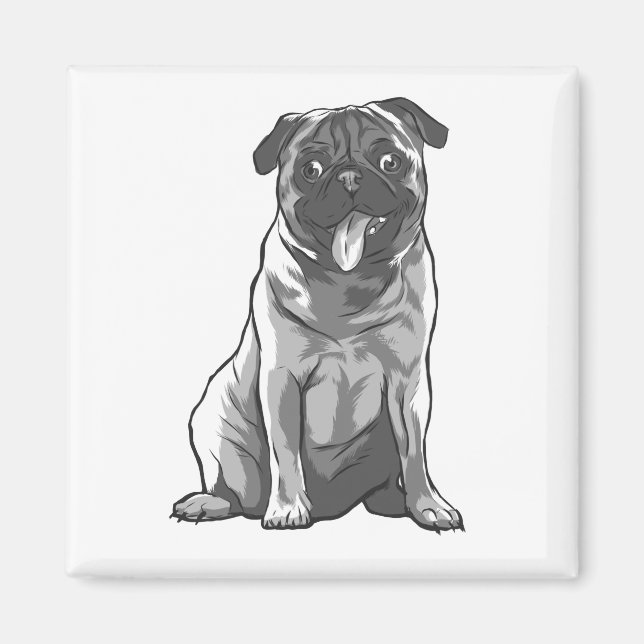 Cute Pug with Good Mood Magnet (Front)