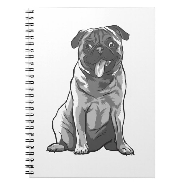 Cute Pug with Good Mood Notebook (Front)