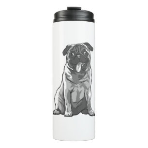 Cute Pug with Good Mood Thermal Tumbler