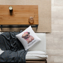 Cute Pug with Pink Bow Personalised