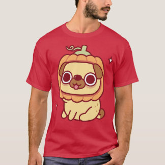 Cute Pug With Pumpkin Hat Funny T-Shirt