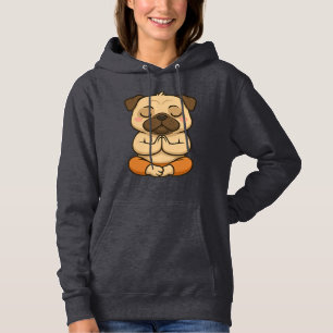 Cute pug yoga meditation relaxation cartoon hoodie