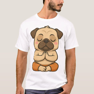 Cute pug yoga meditation relaxation cartoon T-Shirt