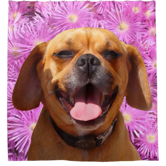 Cute Puggle Shower Curtain (Front)
