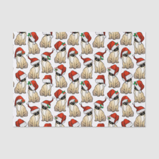 Cute Pugs in Santa Hats Christmas Gift Wrapping Tissue Paper