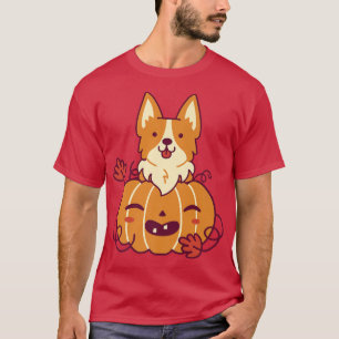Cute Pumpkin And Corgi Dog Halloween Holiday Octob T-Shirt
