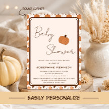Cute Pumpkin Autumn Gender Neutral Baby Shower