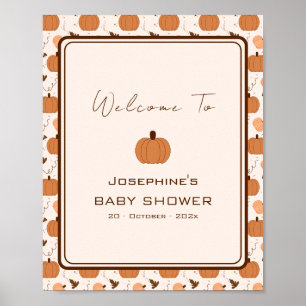 Cute Pumpkin Autumn Gender Neutral Baby Shower Poster