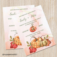 Cute Pumpkin autumn Leaves Monogram Fall Wedding