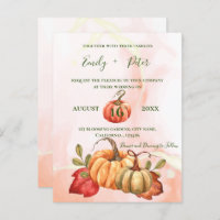 Cute Pumpkin autumn Leaves Monogram Fall Wedding