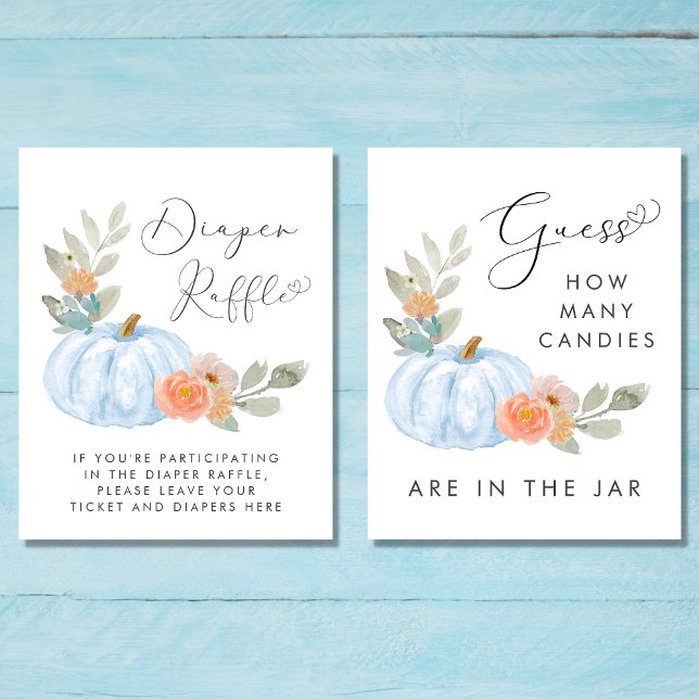 Cute Pumpkin Baby Boy Shower Games Poster Set (Creator Uploaded)