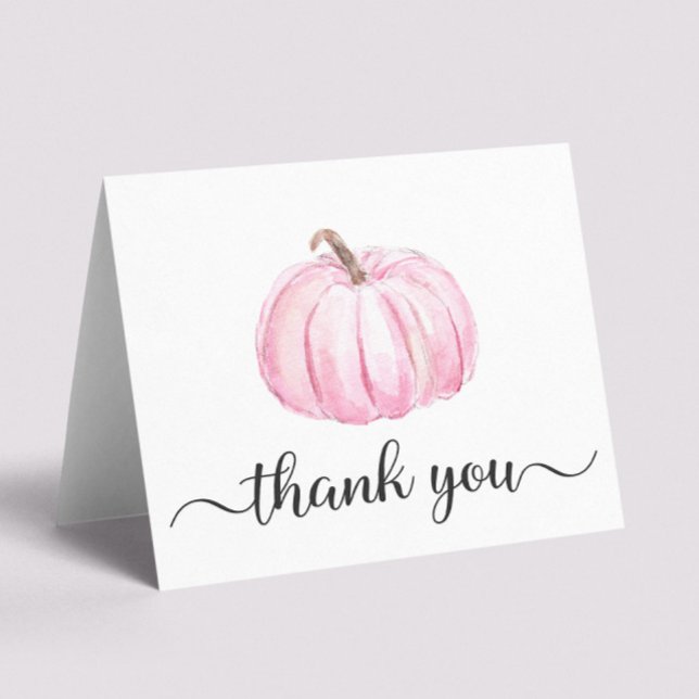 Cute Pumpkin Baby Girl Shower Thank You Card (Creator Uploaded)