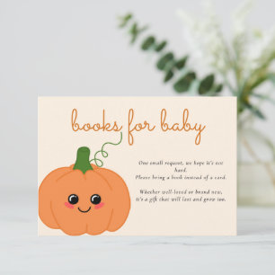 Cute Pumpkin Baby Shower Books For Baby Enclosure Card