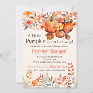Cute Pumpkin Baby Shower Invitation, EDITABLE Invitation