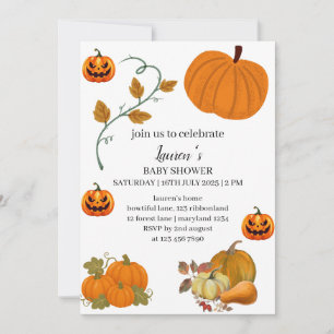 Cute Pumpkin Baby Shower Invitation Halloween