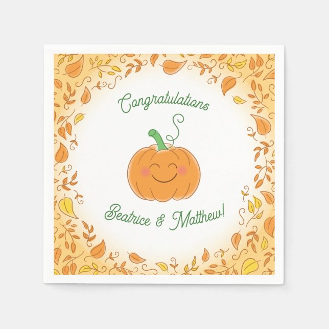 Cute Pumpkin Baby Shower Napkin (Front)